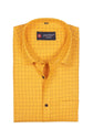Punekar Cotton Maize Color Check Criss Cross Woven Cotton Shirt for Men's. - Punekar Cotton