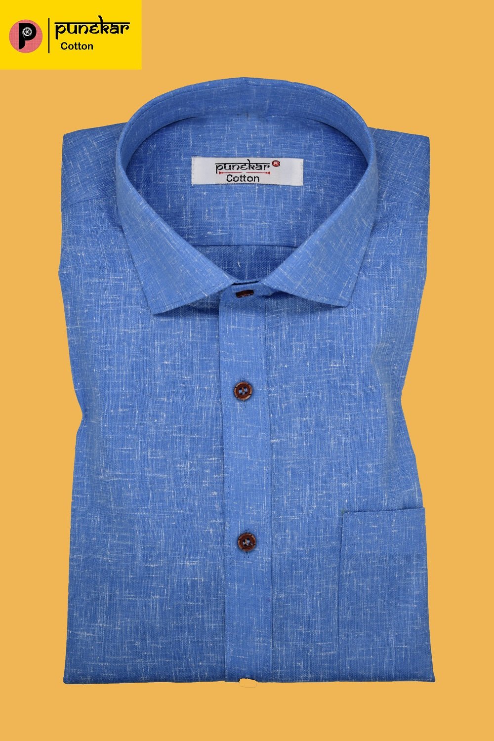 Punekar Cotton Men's Formal Handmade Blue Color Shirt for Men's. - Punekar Cotton