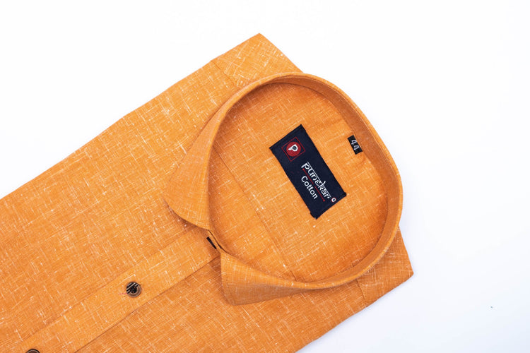 Punekar Cotton Men's Formal Handmade Golden Color Shirt for Men's. - Punekar Cotton