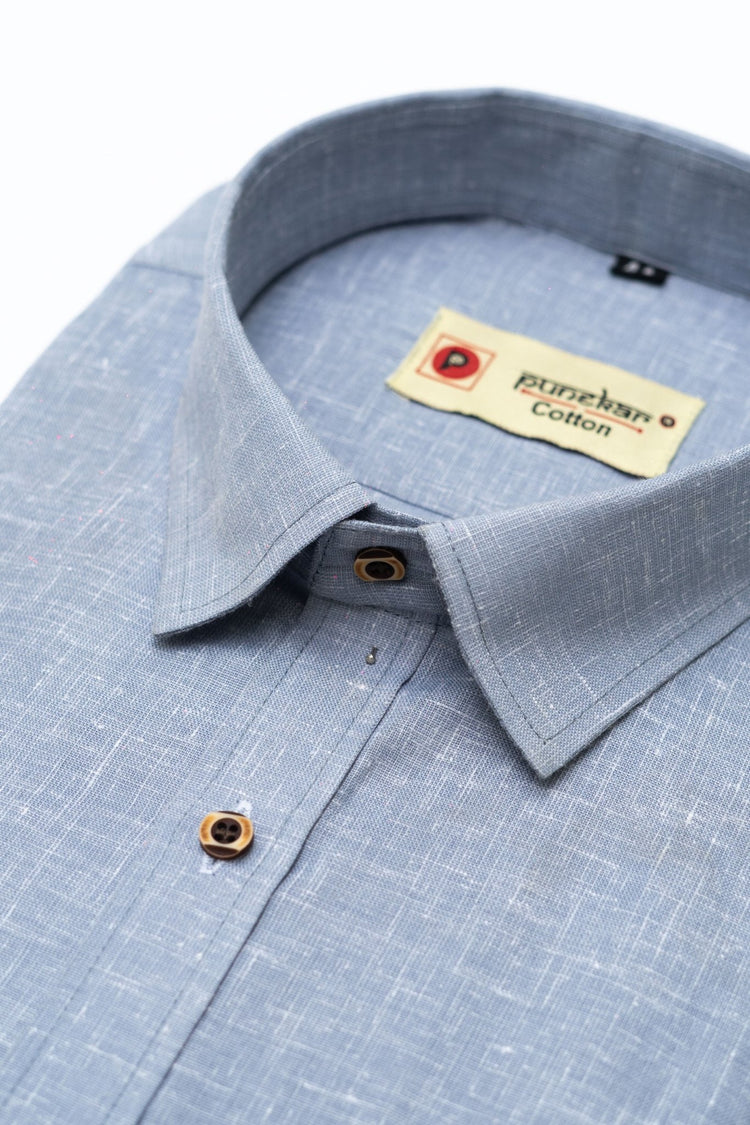 Punekar Cotton Men's Formal Handmade Grey Color Shirt for Men's. - Punekar Cotton