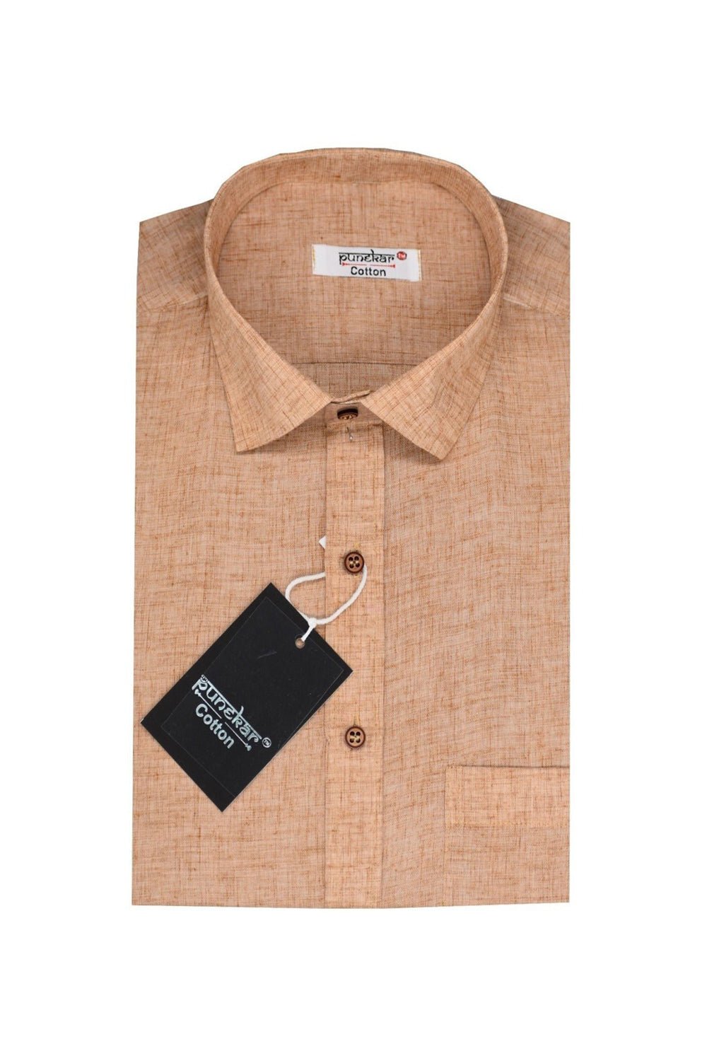 Punekar Cotton Men's Formal Handmade Peach Color Shirt for Men's. - Punekar Cotton