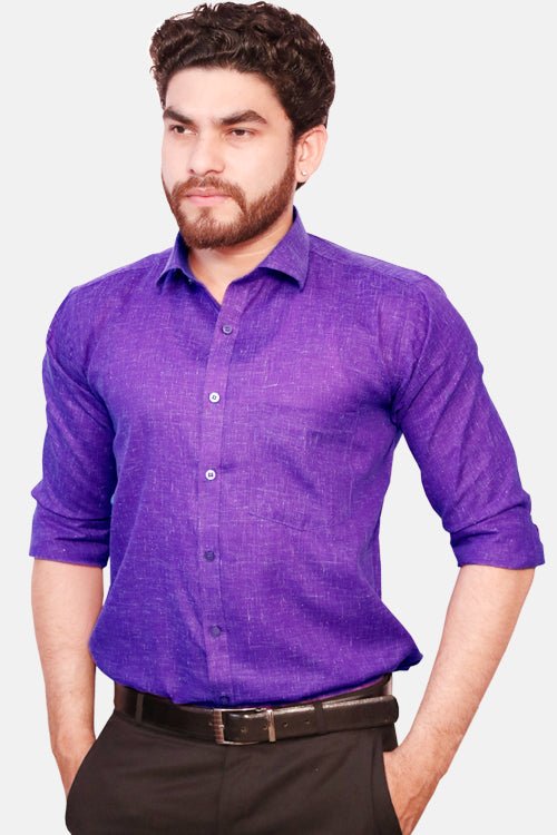 Punekar Cotton Men's Formal Handmade Purple Color Shirt for Men's. - Punekar Cotton