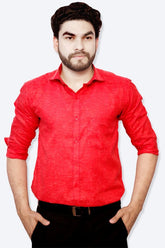 Punekar Cotton Men's Formal Handmade Red Color Shirt for Men's. - Punekar Cotton