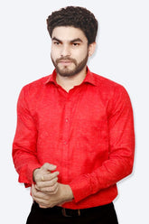 Punekar Cotton Men's Formal Handmade Red Color Shirt for Men's. - Punekar Cotton
