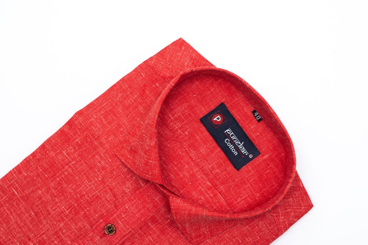 Punekar Cotton Men's Formal Handmade Red Color Shirt for Men's. - Punekar Cotton