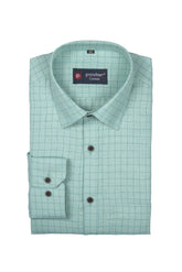 Punekar Cotton Mint Color Check Criss Cross Woven Cotton Shirt for Men's. - Punekar Cotton