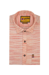 Punekar Cotton Orange Color Pure Cotton Handmade Formal Shirt for Men's. - Punekar Cotton