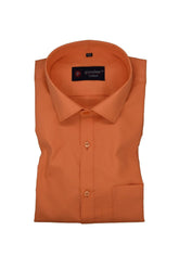 Punekar Cotton Orange Color Rich Cotton Formal Shirt For Men's - Punekar Cotton