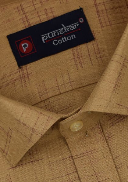 Punekar Cotton Peach Color Pure Cotton Handmade Formal Shirt for Men's. - Punekar Cotton