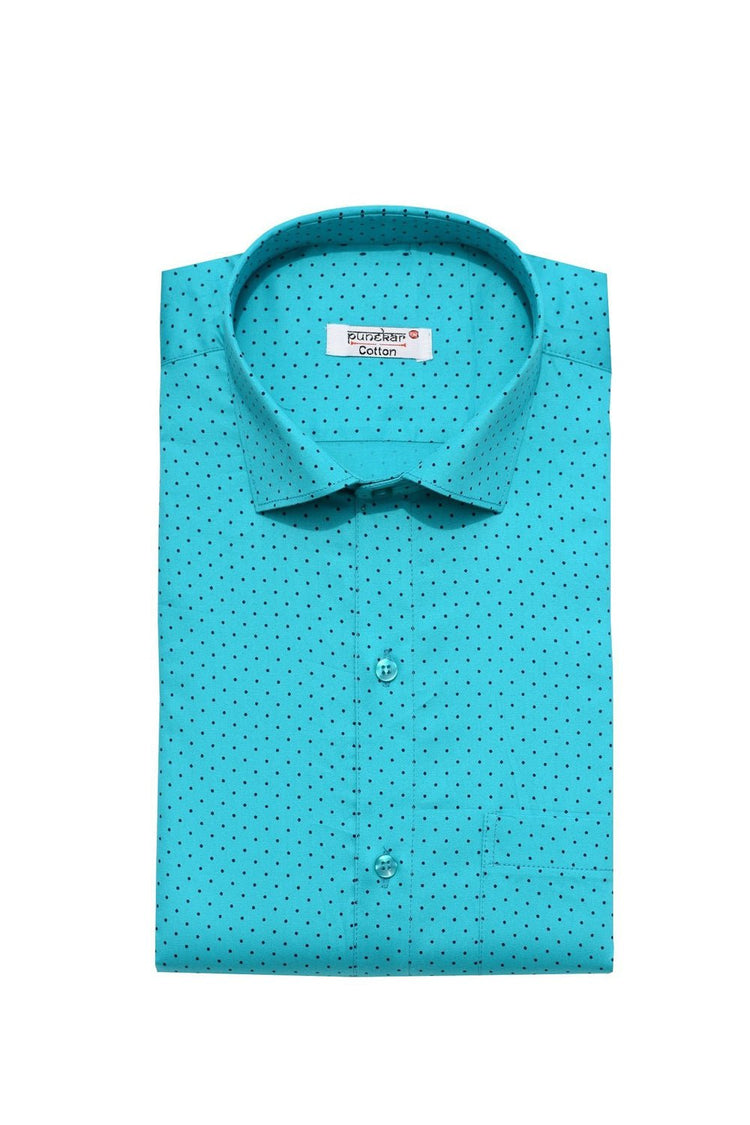 Punekar Cotton Printed Pure Cotton Handmade Formal Shirt for Men's. - Punekar Cotton