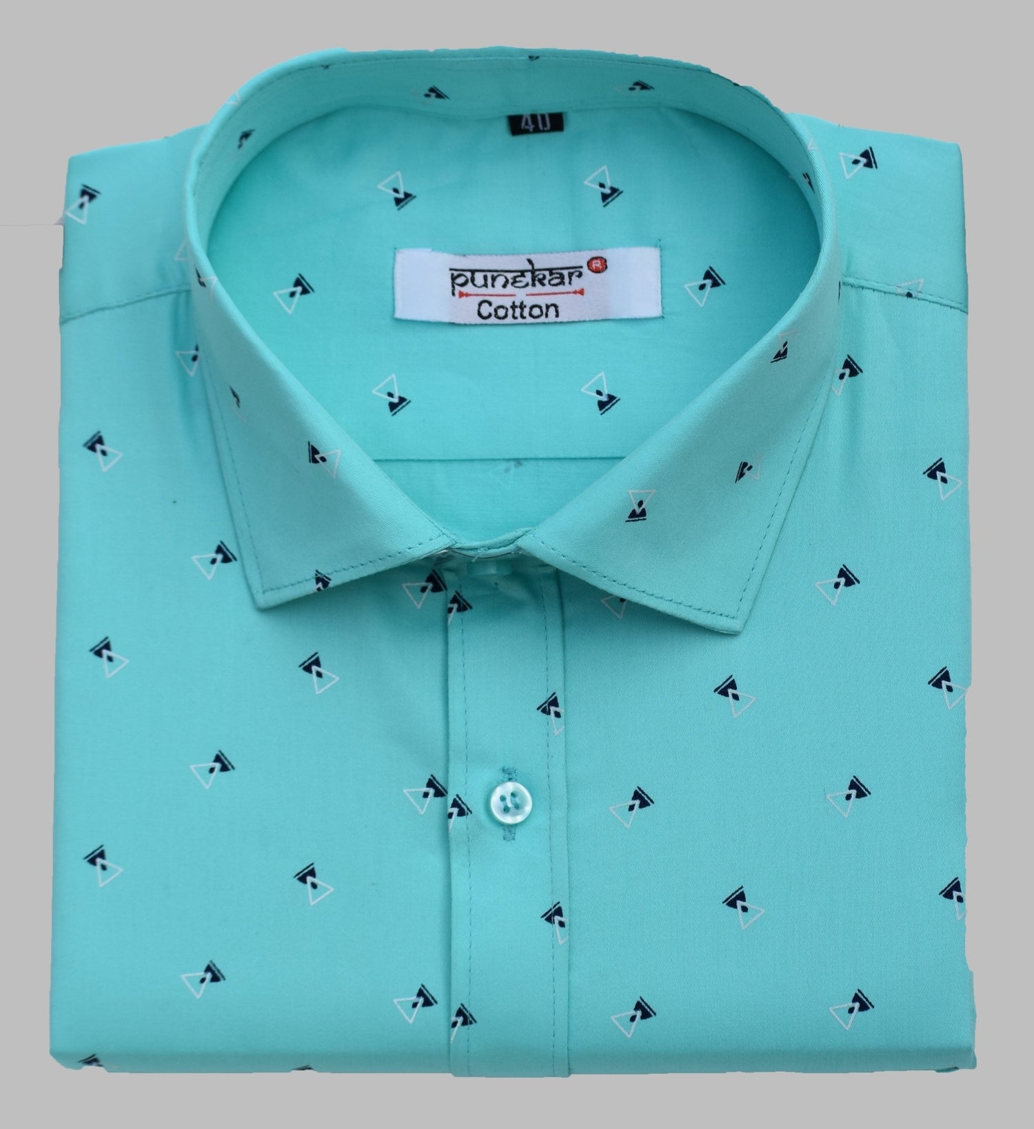 Punekar Cotton Printed Sky Blue Color Pure Cotton Handmade Shirt For Men's. - Punekar Cotton