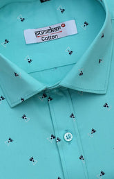 Punekar Cotton Printed Sky Blue Color Pure Cotton Handmade Shirt For Men's. - Punekar Cotton