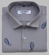 Punekar Cotton Printed Solid Grey Color Pure Cotton Handmade Shirt For Men's. - Punekar Cotton