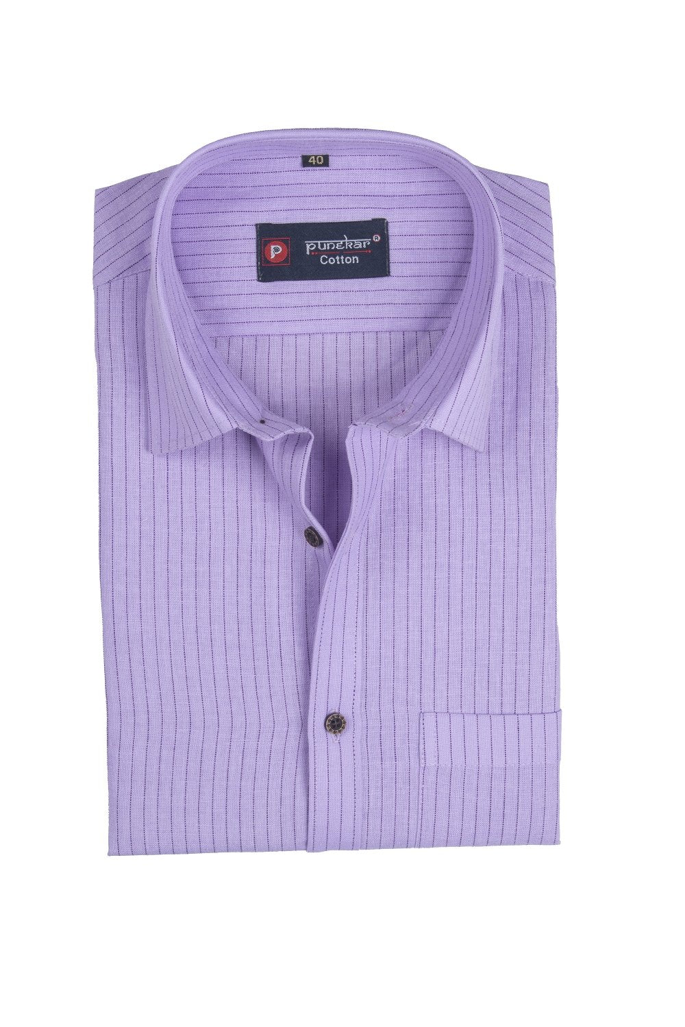 Punekar Cotton Purple Color Linning Criss Cross Woven Cotton Shirt for Men&