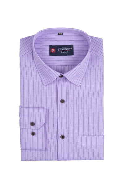 Punekar Cotton Purple Color Linning Criss Cross Woven Cotton Shirt for Men&