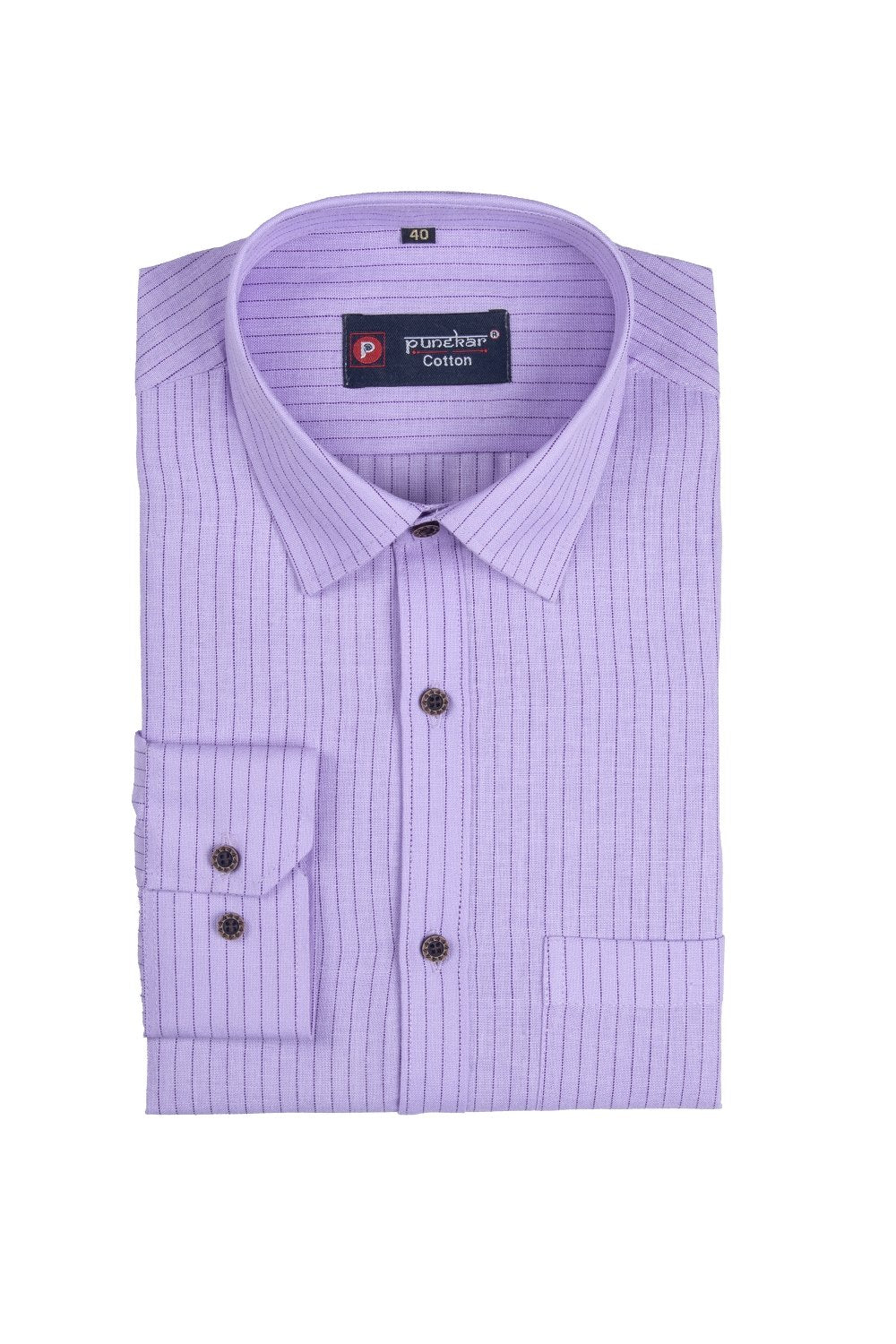 Punekar Cotton Purple Color Linning Criss Cross Woven Cotton Shirt for Men&