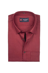 Punekar Cotton Red Color Silky Linen Cotton Shirt for Men's. - Punekar Cotton