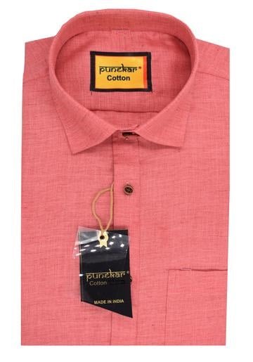 Punekar Cotton Satin Pink Color Full Sleeves Formal Shirt for Men's. - Punekar Cotton