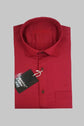 Punekar Cotton Satin Red Color Full Sleeves Formal Shirt for Men's. - Punekar Cotton