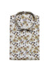 Punekar Cotton White Brown Color Printed Pure Cotton Handmade Formal Shirt for Men's. - Punekar Cotton