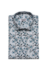 Punekar Cotton White Green Color Printed Pure Cotton Handmade Formal Shirt for Men's. - Punekar Cotton