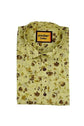 Punekar Cotton Yellow Color Printed Pure Cotton Handmade Formal Shirt for Men's. - Punekar Cotton
