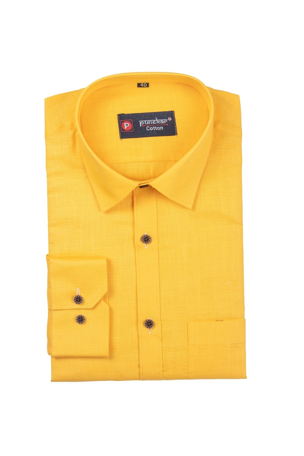 Punekar Cotton Yellow Color Silky Linen Cotton Shirt for Men&