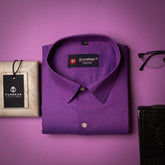 Purple Color Satin Cotton Shirt For Men - Punekar Cotton