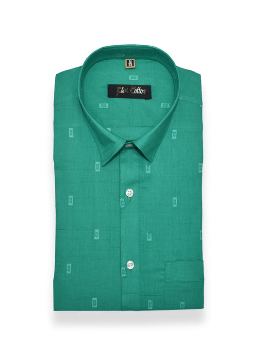 Rama Green Color Cotton Butta Shirts For Men's - Punekar Cotton