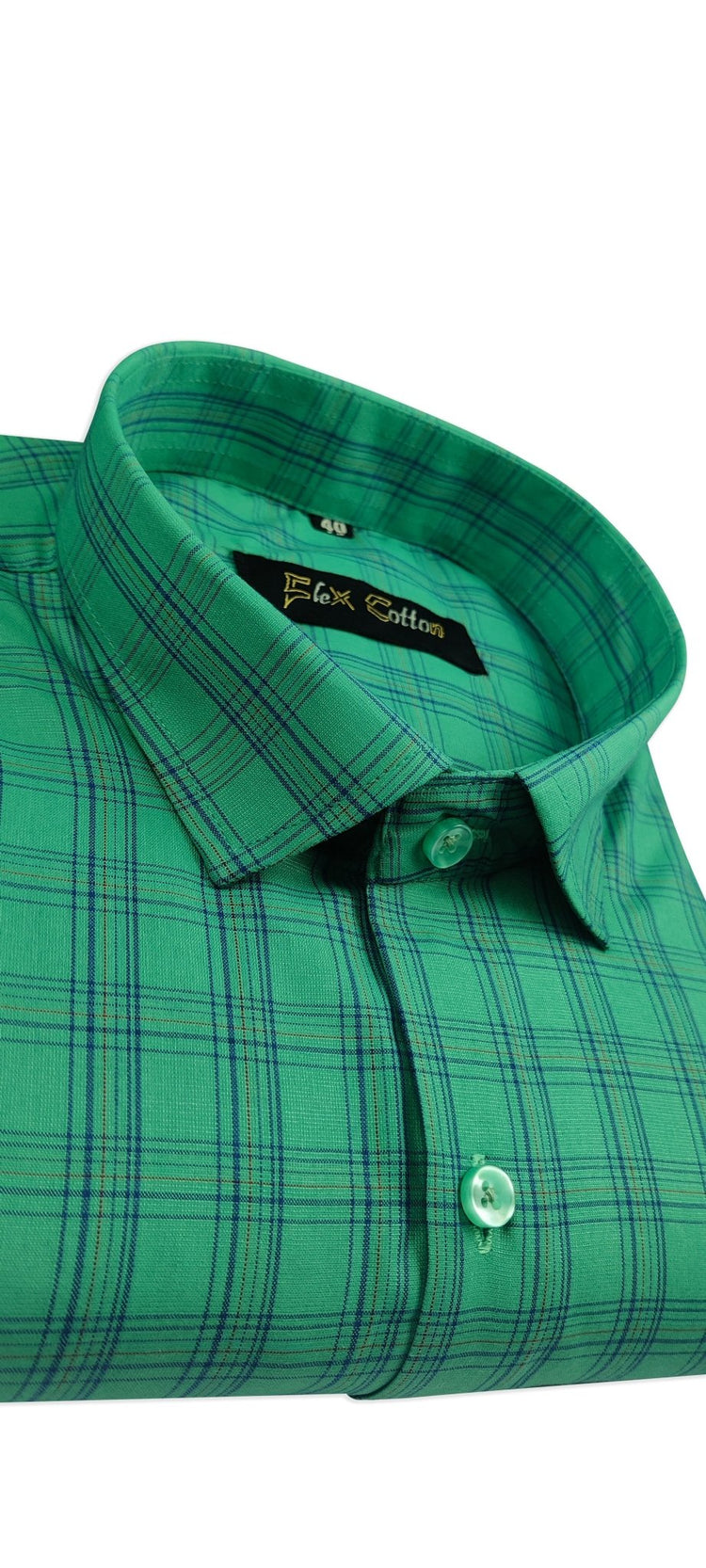 Rama Green Color Poly Cotton Casual Checked Shirt For Men - Punekar Cotton
