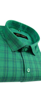 Rama Green Color Poly Cotton Casual Checked Shirt For Men - Punekar Cotton