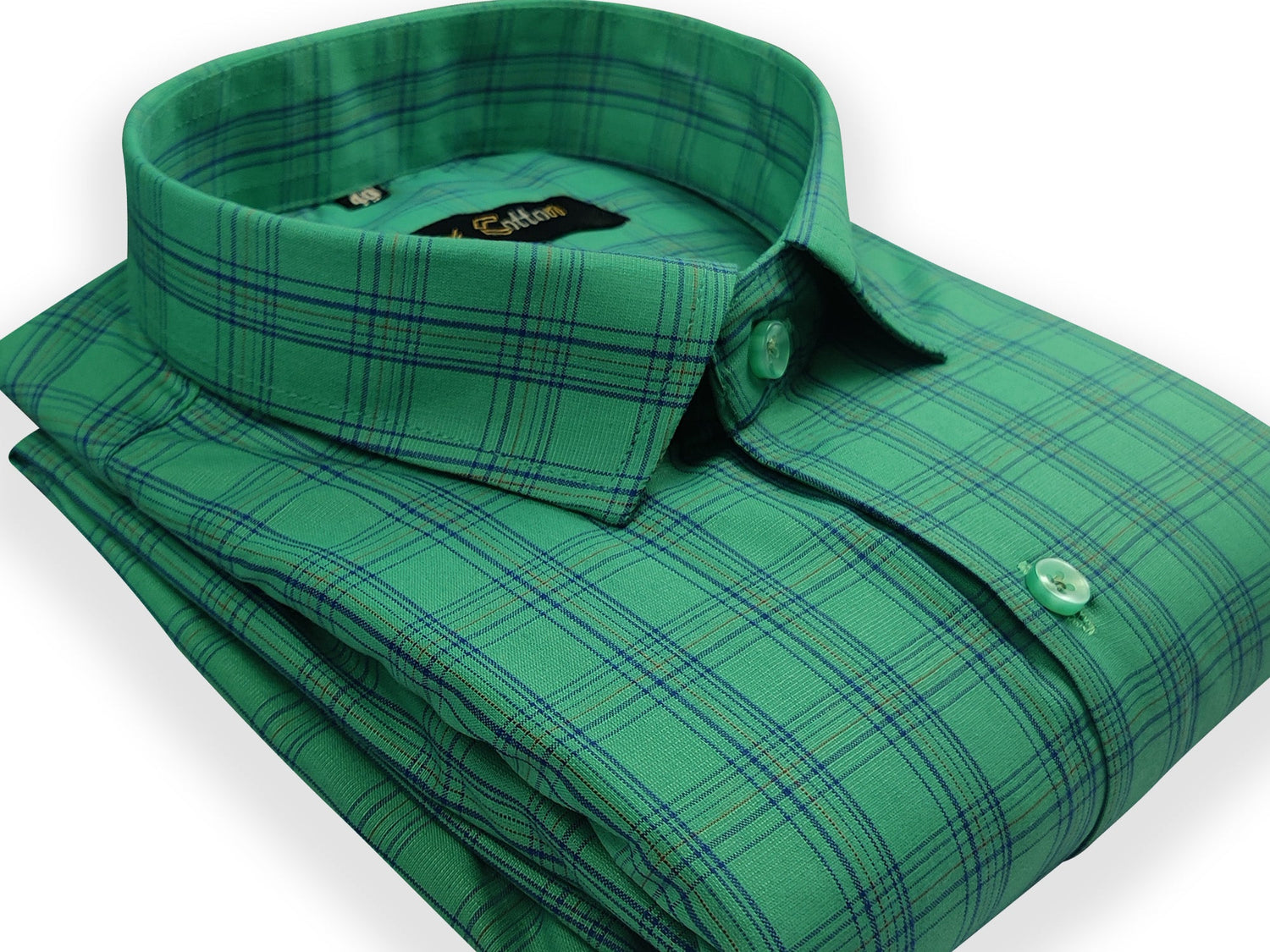 Rama Green Color Poly Cotton Casual Checked Shirt For Men - Punekar Cotton