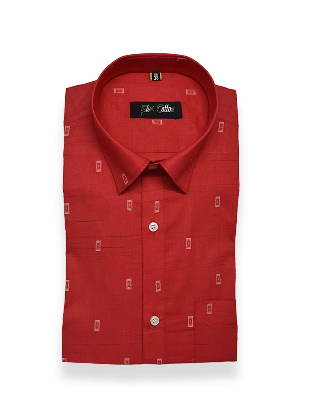 Red Color Cotton Butta Shirts For Men's - Punekar Cotton
