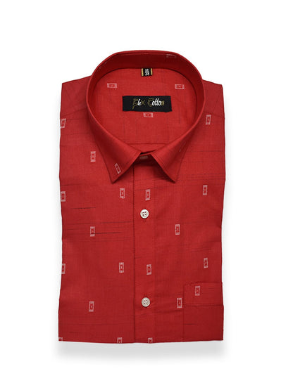 Red Color Cotton Butta Shirts For Men&