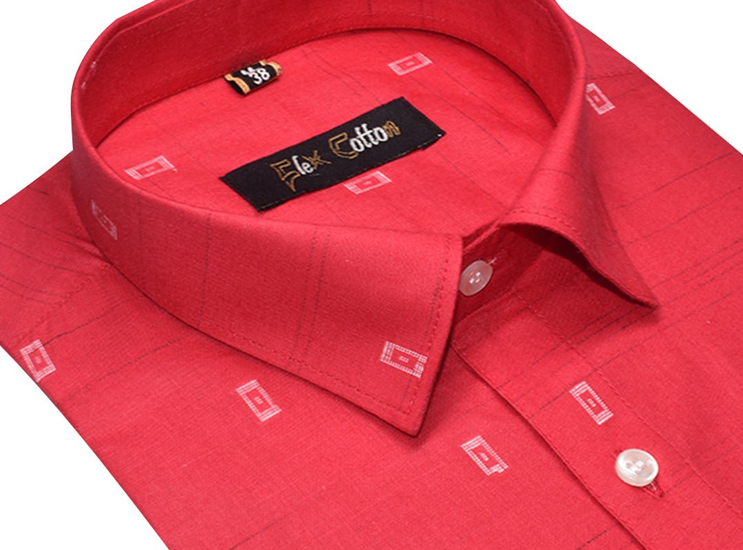 Red Color Cotton Butta Shirts For Men's - Punekar Cotton