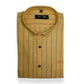 Saffron Yellow Color Lining Cotton Shirt For Men - Punekar Cotton