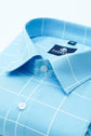 Sky Blue Color Big Checks Cotton Shirts For Men - Punekar Cotton