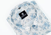 Sky Blue Color Floral Lining Printed Shirt For Men - Punekar Cotton
