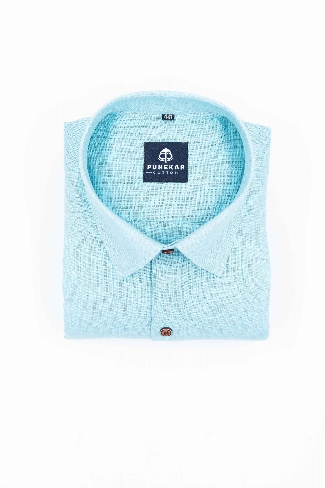 Sky Blue Color Linen Formal Shirts For Men - Punekar Cotton