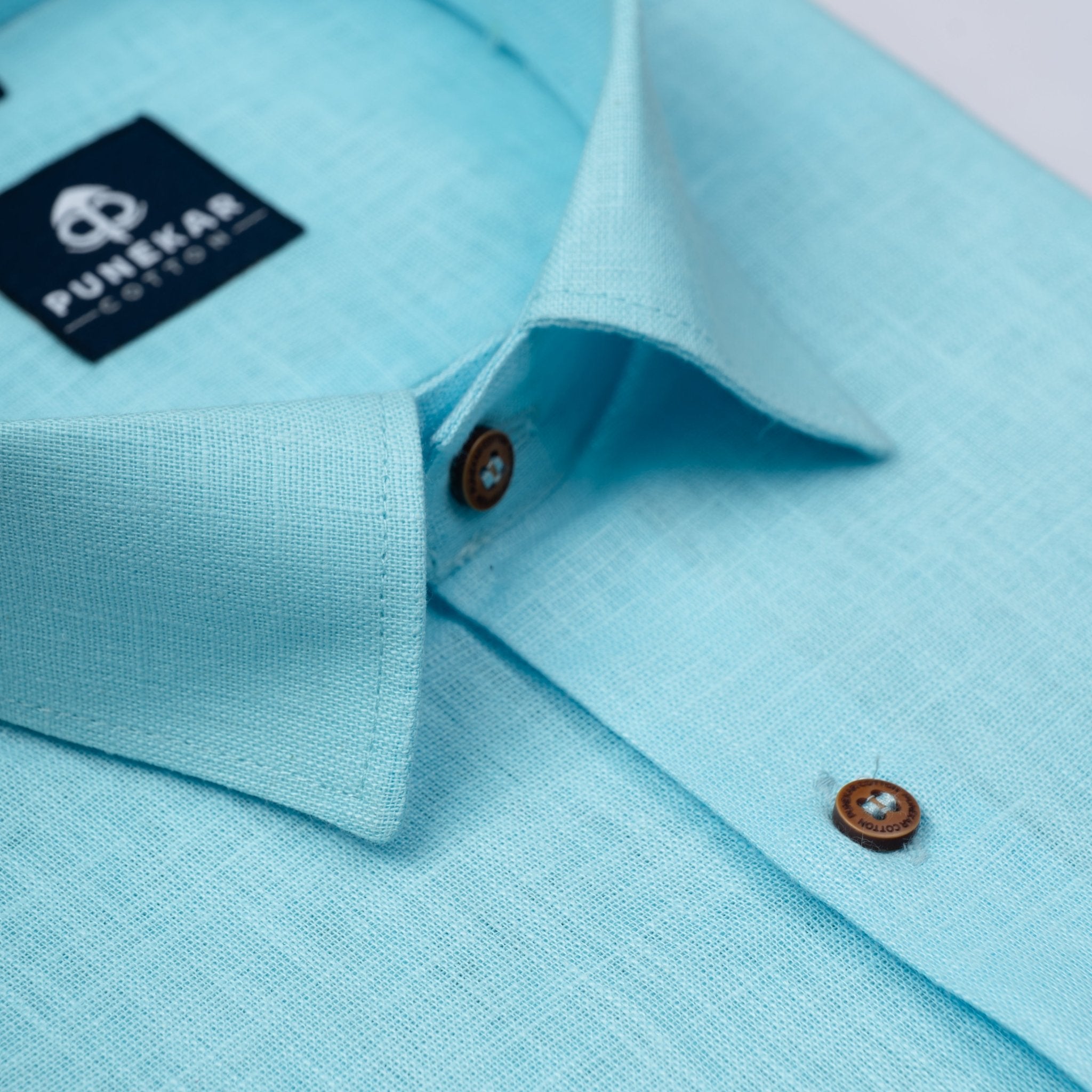 Sky Blue Color Linen Formal Shirts For Men - Punekar Cotton