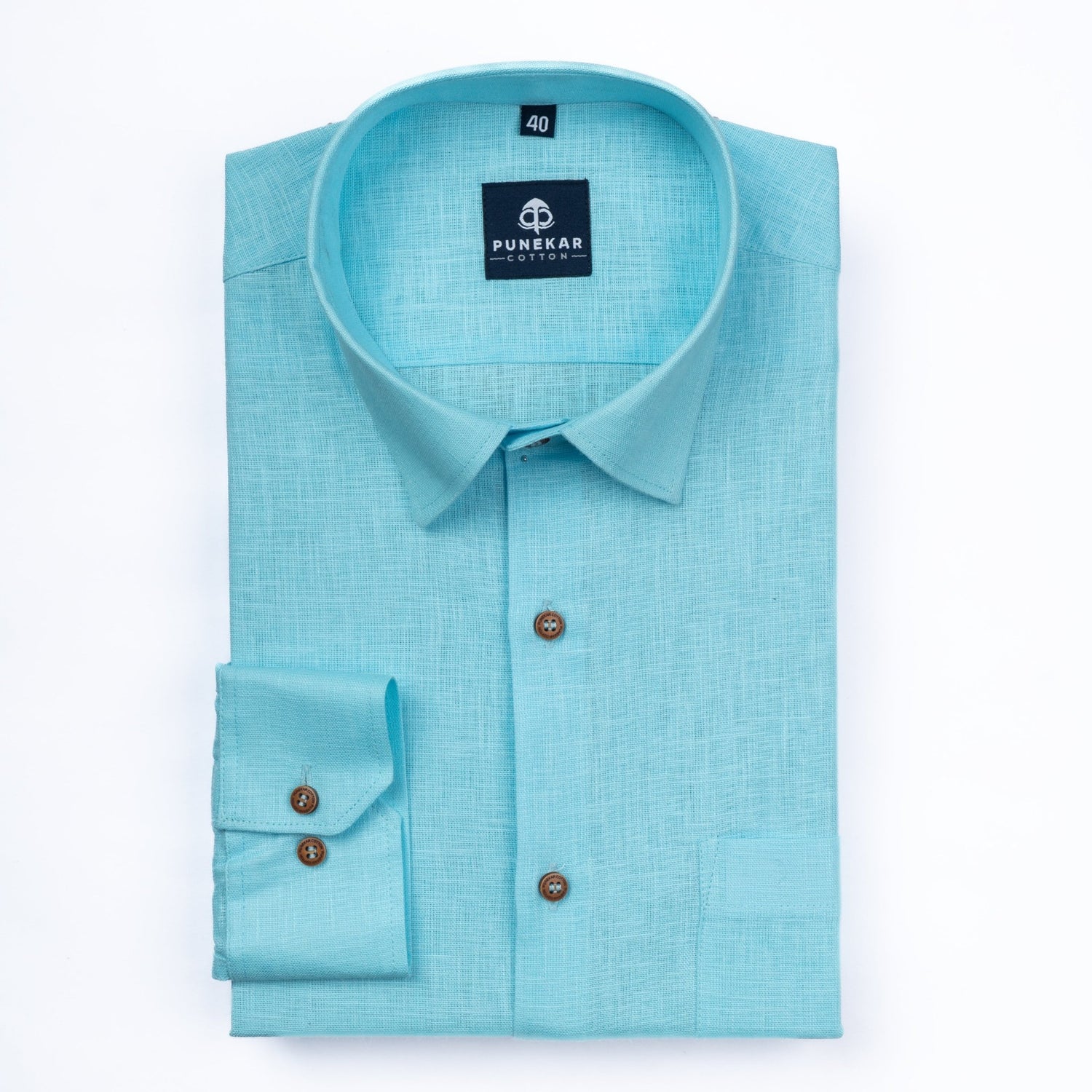 Sky Blue Color Linen Formal Shirts For Men - Punekar Cotton