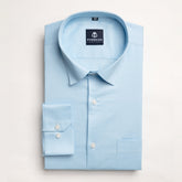 Sky Blue Color Micro Checks Texture Satin Cotton Shirt For Men - Punekar Cotton