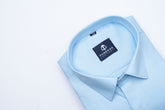 Sky Blue Color Pure Cotton Wide Stripe Shirt For Men - Punekar Cotton
