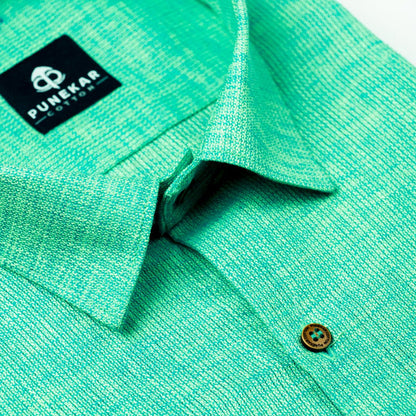 Valley Green Color Combed Cotton Shirts For Men - Punekar Cotton