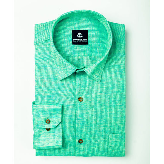 Valley Green Color Combed Cotton Shirts For Men - Punekar Cotton