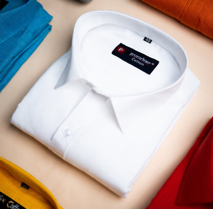 White Color Blended Linen Shirt For Men&