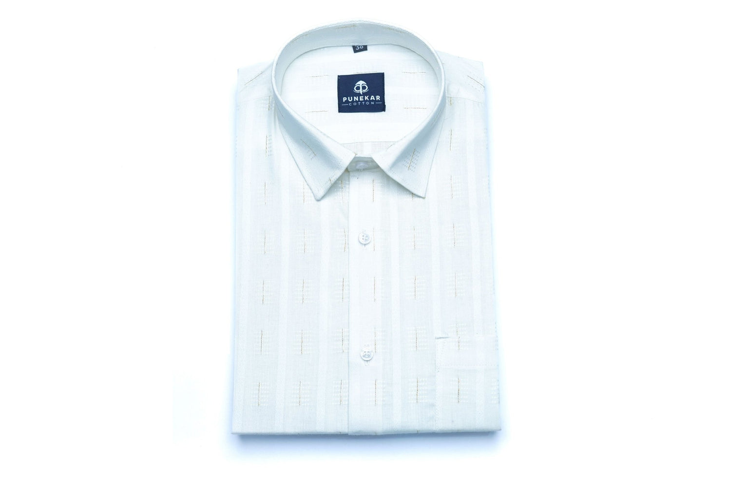 White Color Embroidery Pure Cotton Shirt For Men - Punekar Cotton