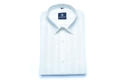White Color Embroidery Pure Cotton Shirt For Men - Punekar Cotton