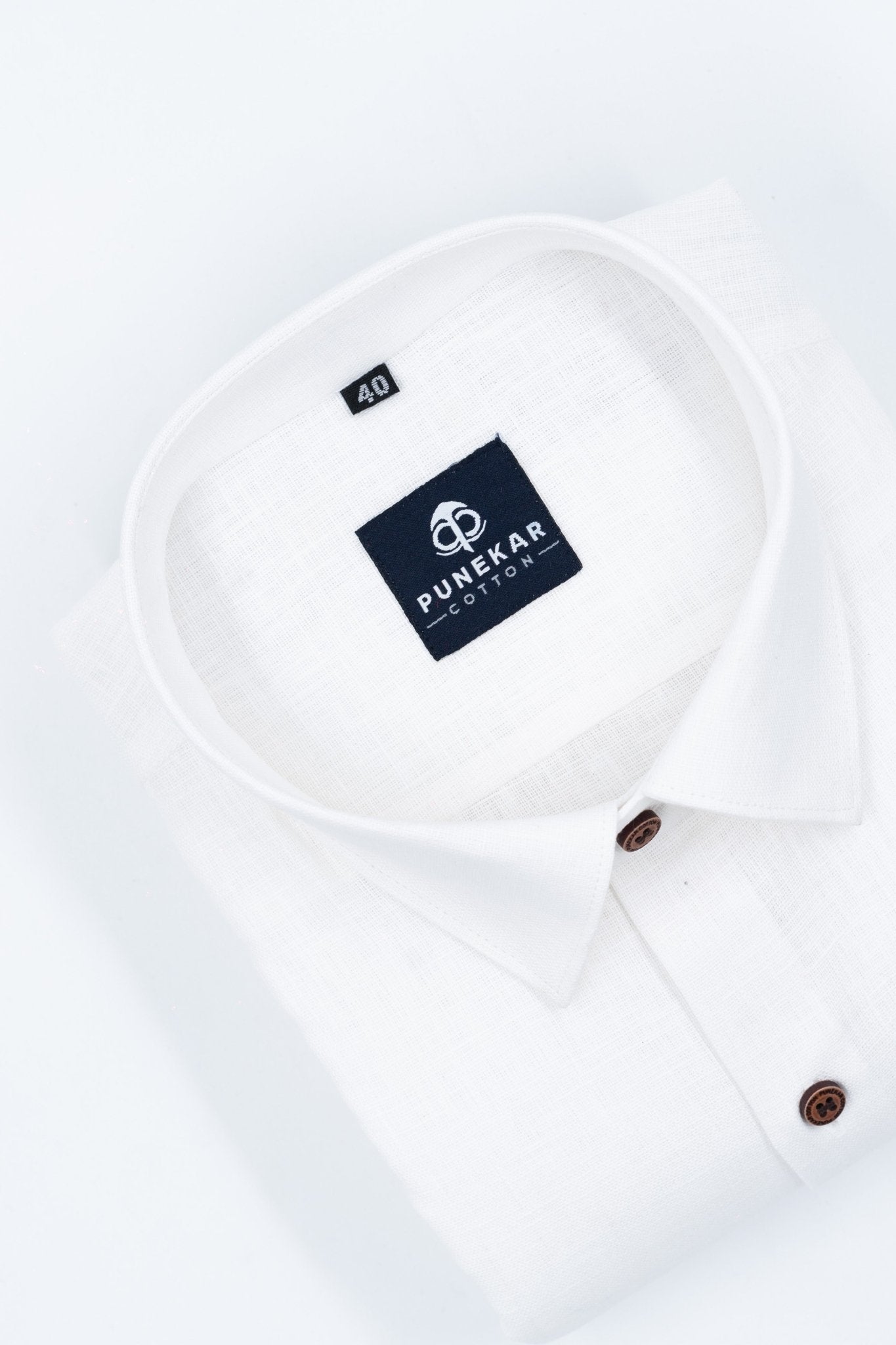 White Color Linen Formal Shirts For Men - Punekar Cotton