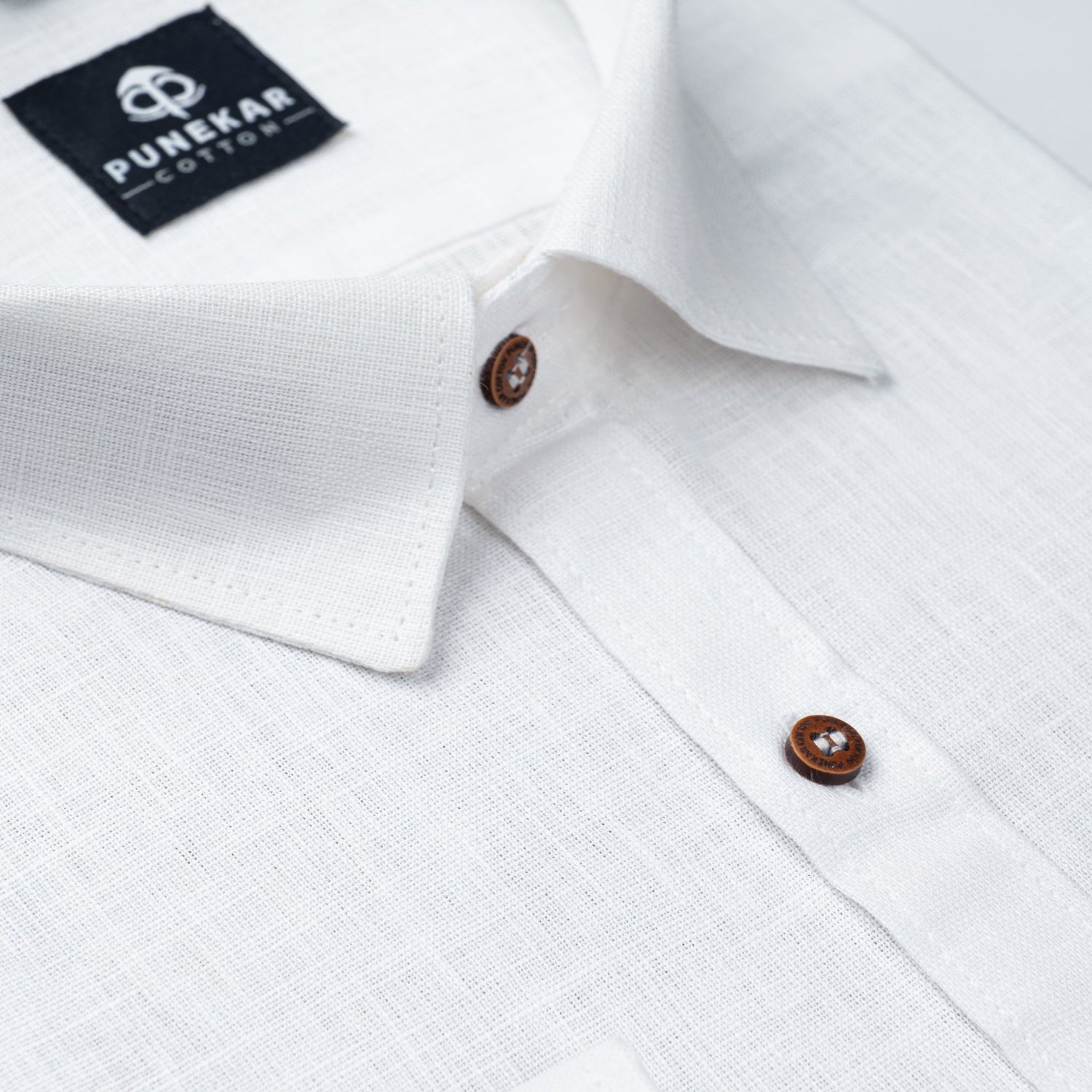 White Color Linen Formal Shirts For Men - Punekar Cotton